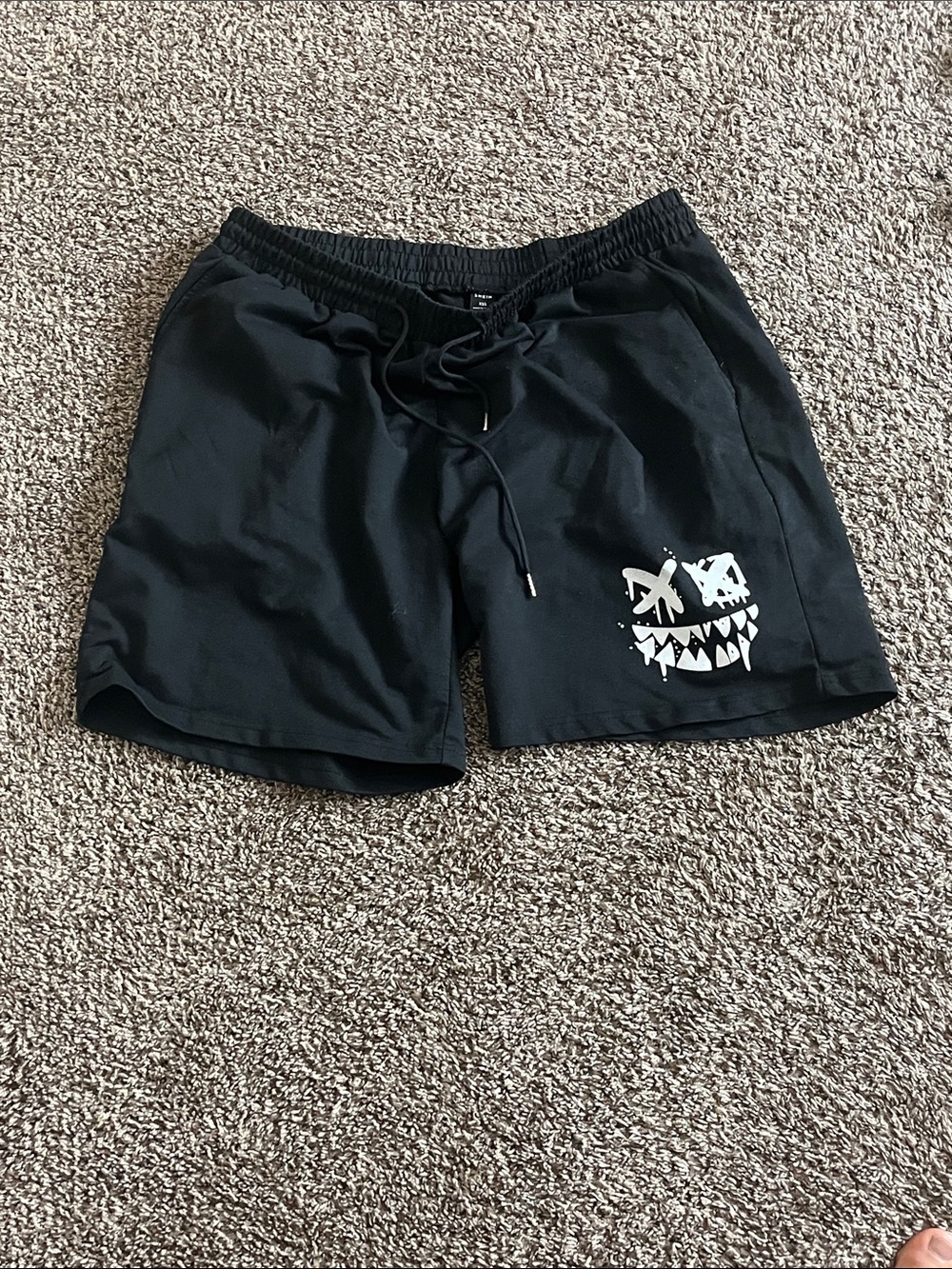 SHEIN Black Men's Athletic Shorts with White Graphic
